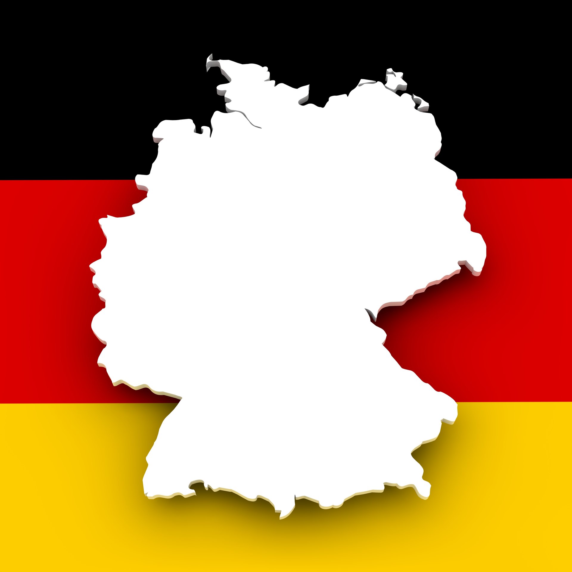 Deutschlandkarte in den Farben der Nationalflagge